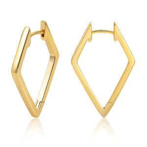 Gold Geometric Hoop Earrings for Women Rhombus Huggie Hoops Earring 14K Gold